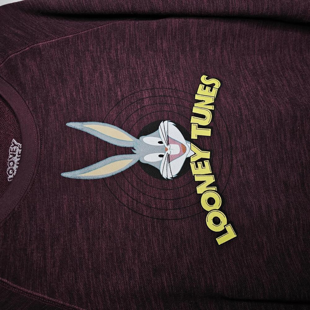 NWOT Looney Tunes Women's Burgundy/Bugs Bunny Sweatshirt Size Medium - Picture 2 of 4
